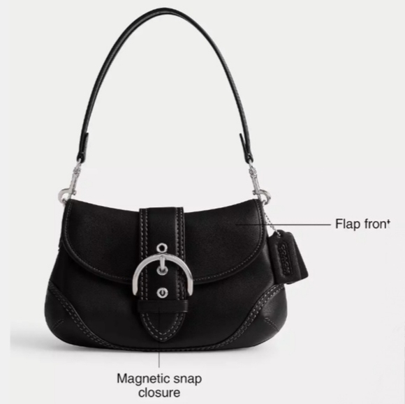 Coach Black Leather Soho Flap Bag - Picture 6 of 13